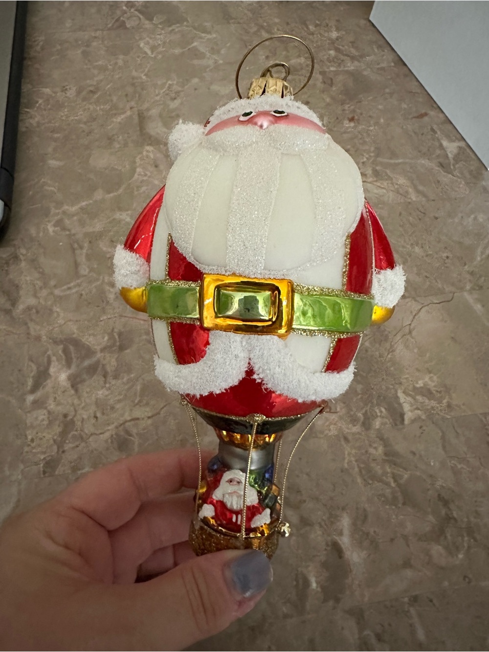 Santa Balloon Hot Air - Huras Family Glass Christmas Ornament